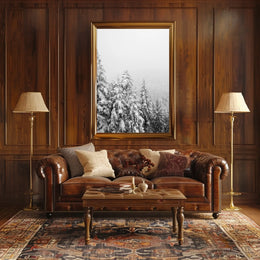 Serene Winter Landscape with Snow-Covered Pines National Park Poster