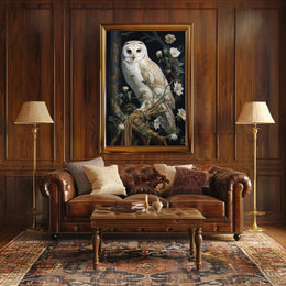 Detailed White Owl Illustration Wall Art Animal Poster