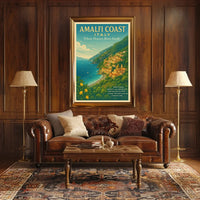 Amalfi Coast Travel Vintage Style Poster