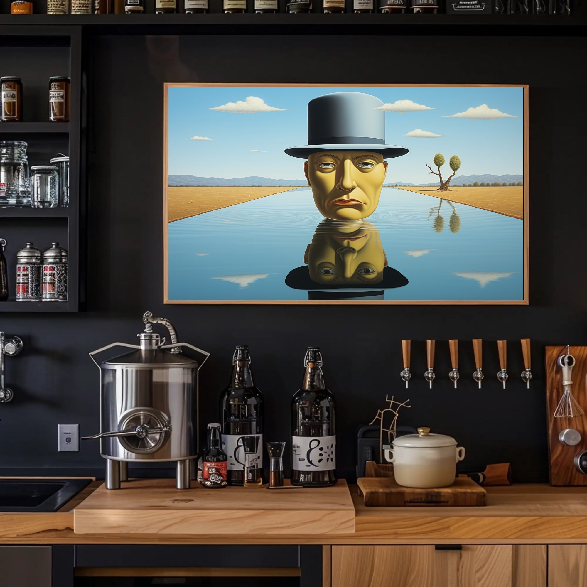 Surreal Desert Headscape: Dreamlike Artistic Poster