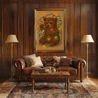 Festive Bear With Holiday Lights Poster