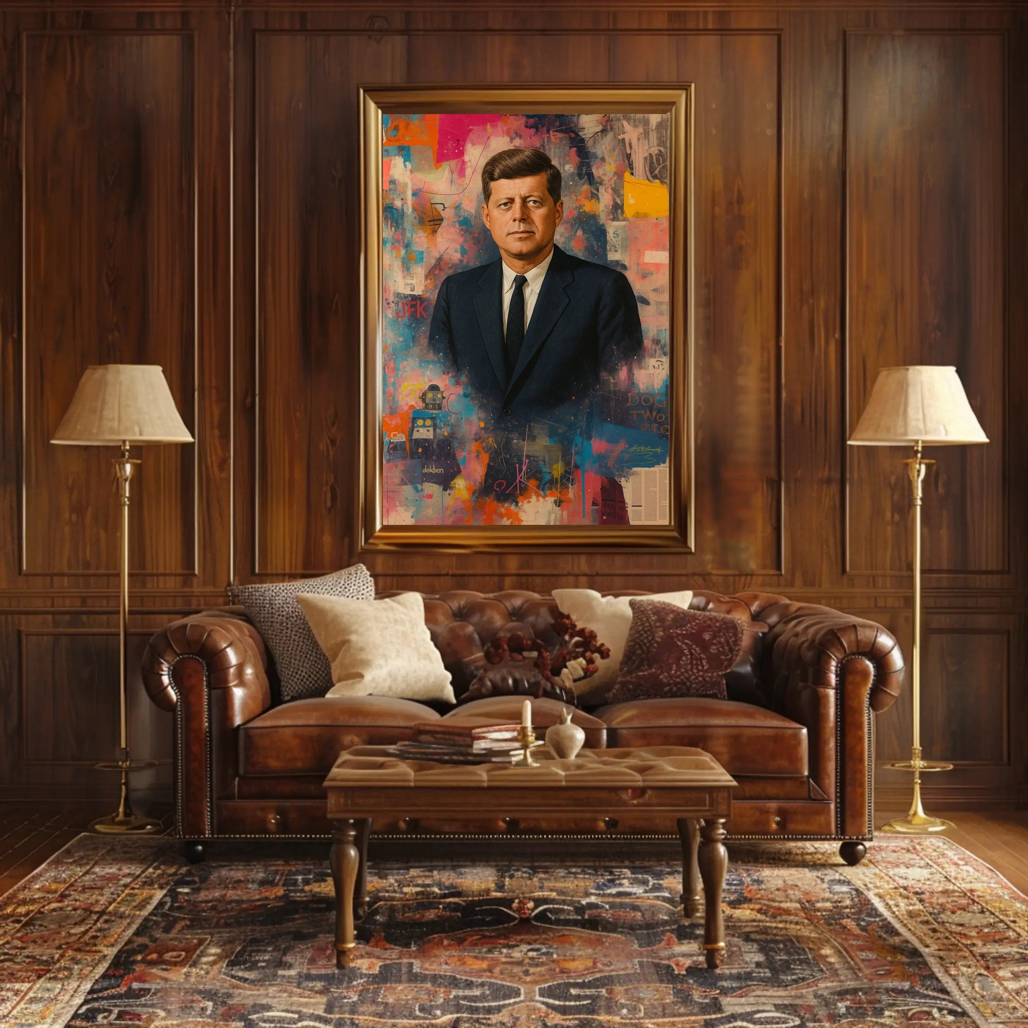 JFK Artistic Vibrant Portrait Abstract, Artistic, or Pop Culture Poster