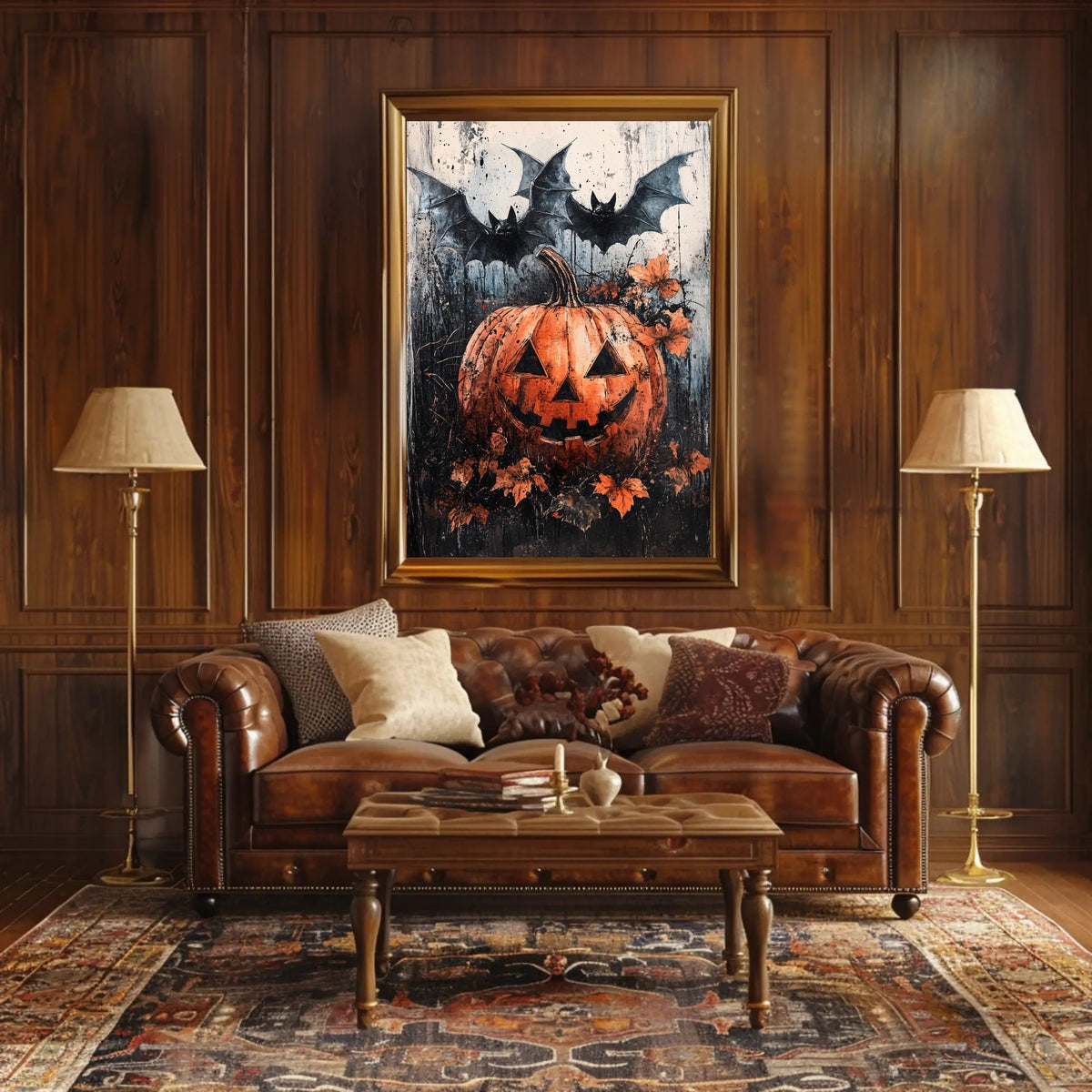 Spooky Pumpkin Scene Halloween Cultural or Heritage Poster