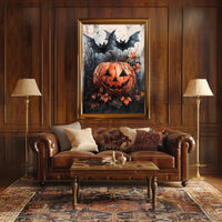 Spooky Pumpkin Scene Halloween Cultural or Heritage Poster