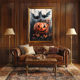 Spooky Pumpkin Scene Halloween Cultural or Heritage Poster