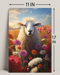 Serene Sheep In Bloom Poster PosterGoat