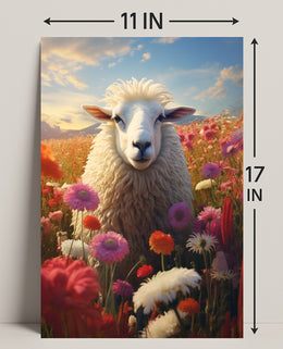 Serene Sheep In Bloom Poster PosterGoat