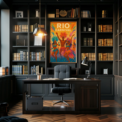 Rio Carnival Dancers Celebration Travel Poster