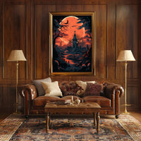 Haunted Moonlit Cemetery Poster