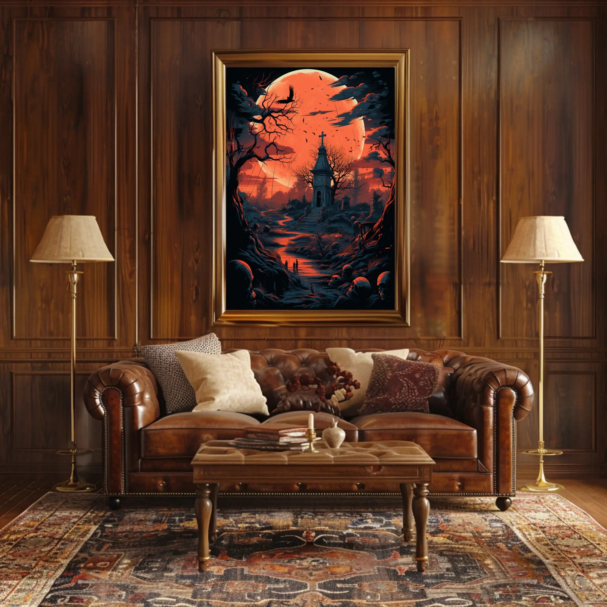 Haunted Moonlit Cemetery Poster