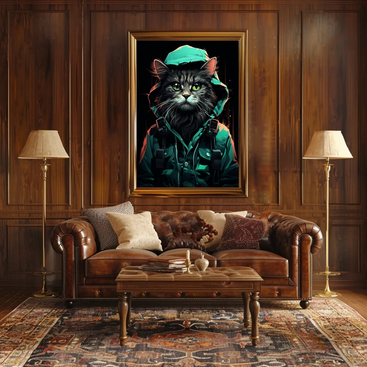 Anthropomorphic Cat Poster: Urban Fantasy Art Print