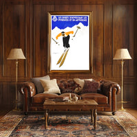 Dynamic Skier in Pyrenees Auvergne Winter Sports Poster PosterGoat