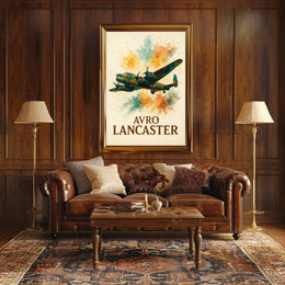 Avro Lancaster WWII Bomber Watercolor Art Poster