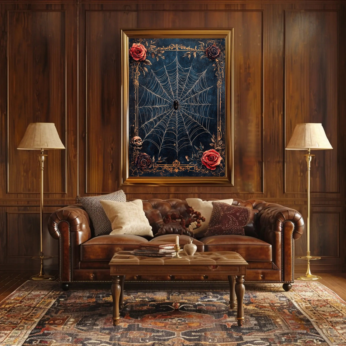 Intricate Spider Web Gothic Art Animal Poster