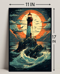 Lighthouse At Sea Poster PosterGoat