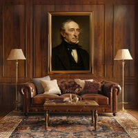 Elderly Gentleman Portrait in Artistic Oil Painting Style Poster