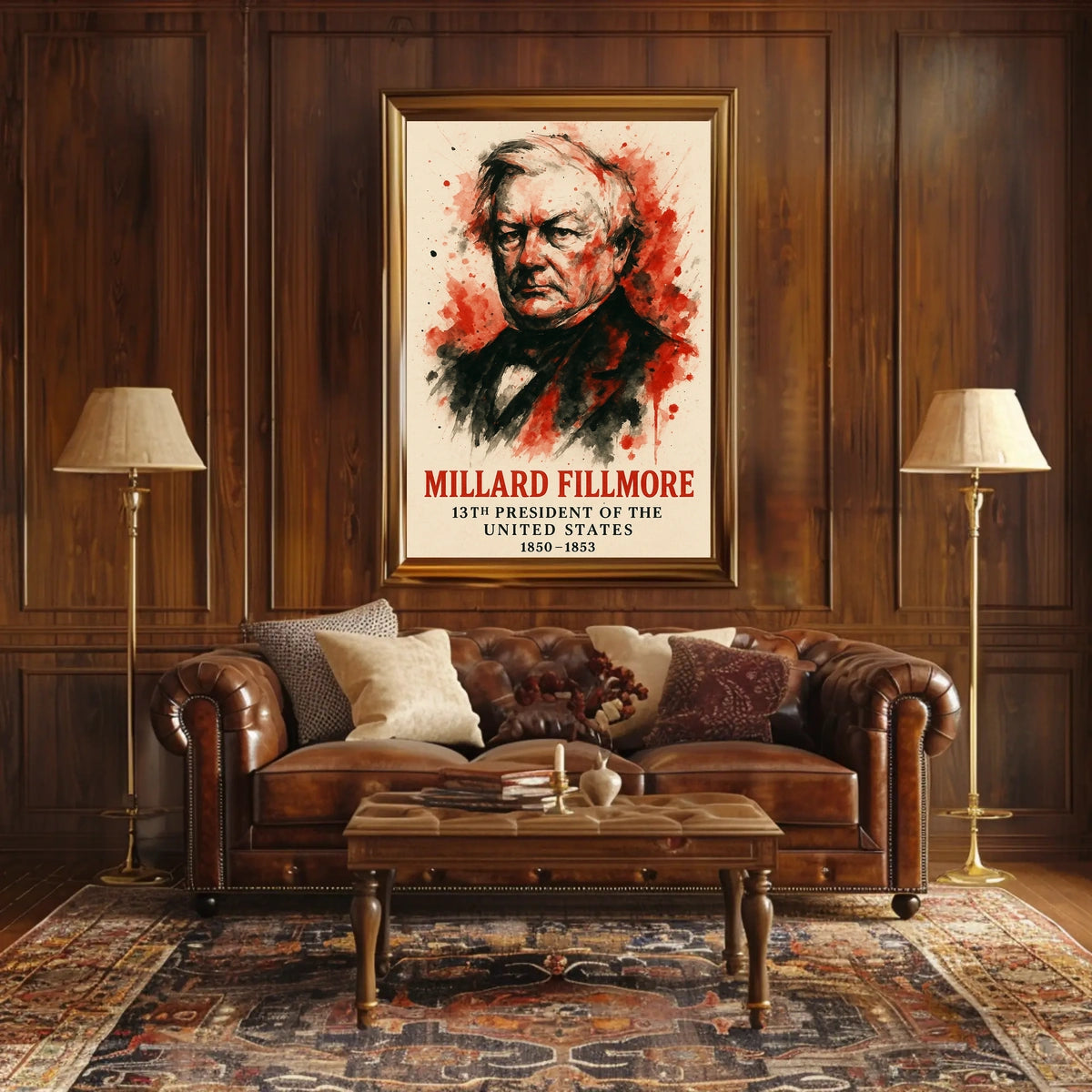 Millard Fillmore watercolor portrait in Historical Poster