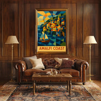 Amalfi Coast Geometric Splendor Poster Wall Art Print