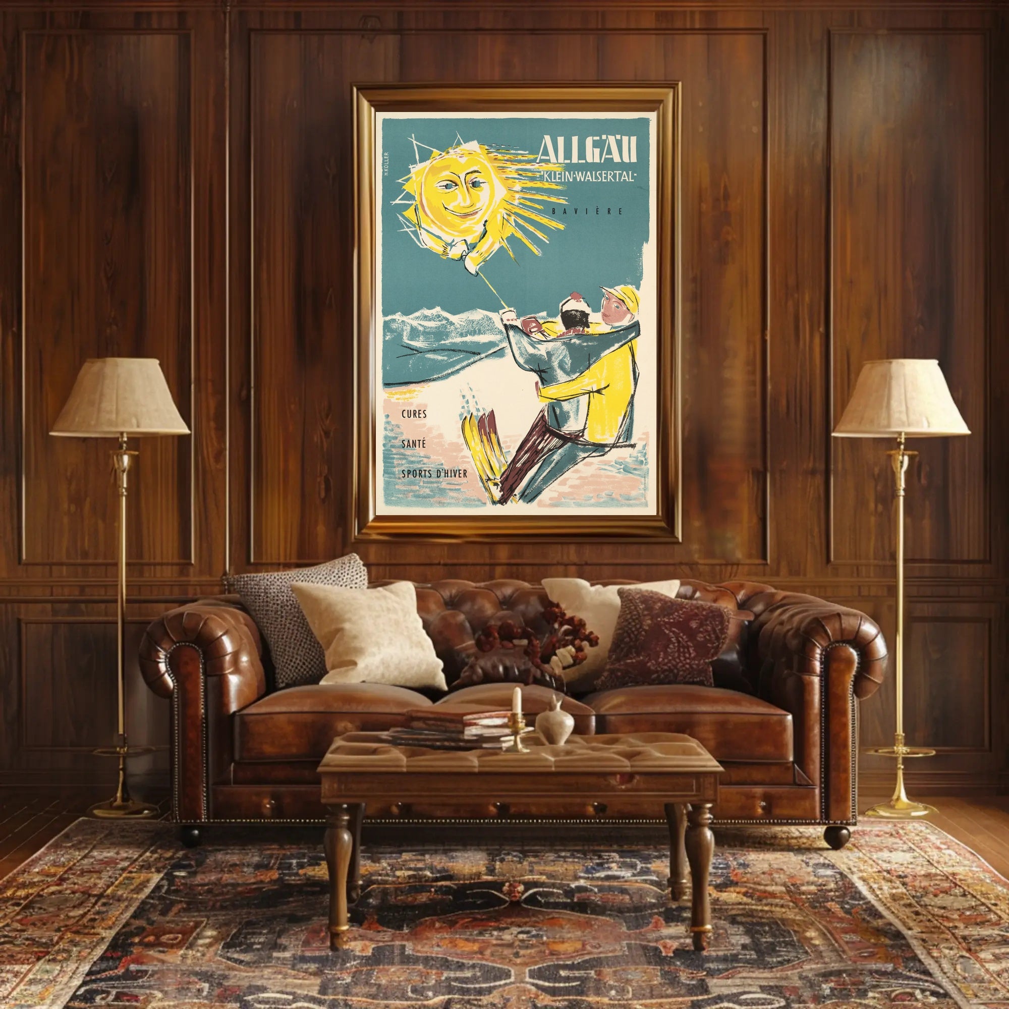 Vibrant Bavarian Alps Ski Scene Travel Poster PosterGoat