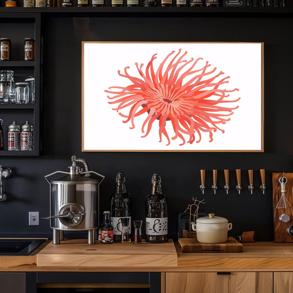 Vibrant Sea Anemone Modern Art Poster Print