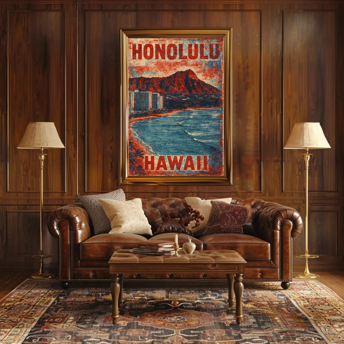 Honolulu Vintage Travel Nostalgia Seekers Art Deco Poster