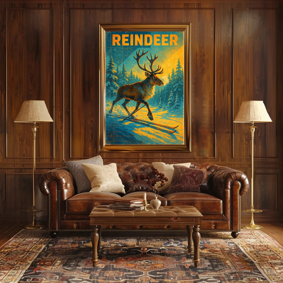 Reindeer On Skis Poster