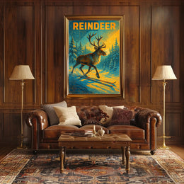 Reindeer On Skis Poster