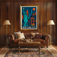 New York City Iconic Landmarks Poster Geometric Wall Art