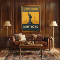 New York City Skyline Icon Poster Vintage Wall Art