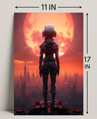 Futuristic Explorer At Sunset Poster PosterGoat