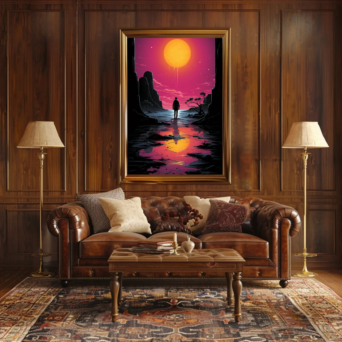 Vivid Sunset Dramatic Silhouette Art Poster - Artistic Poster