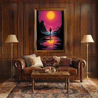Vivid Sunset Dramatic Silhouette Art Poster - Artistic Poster