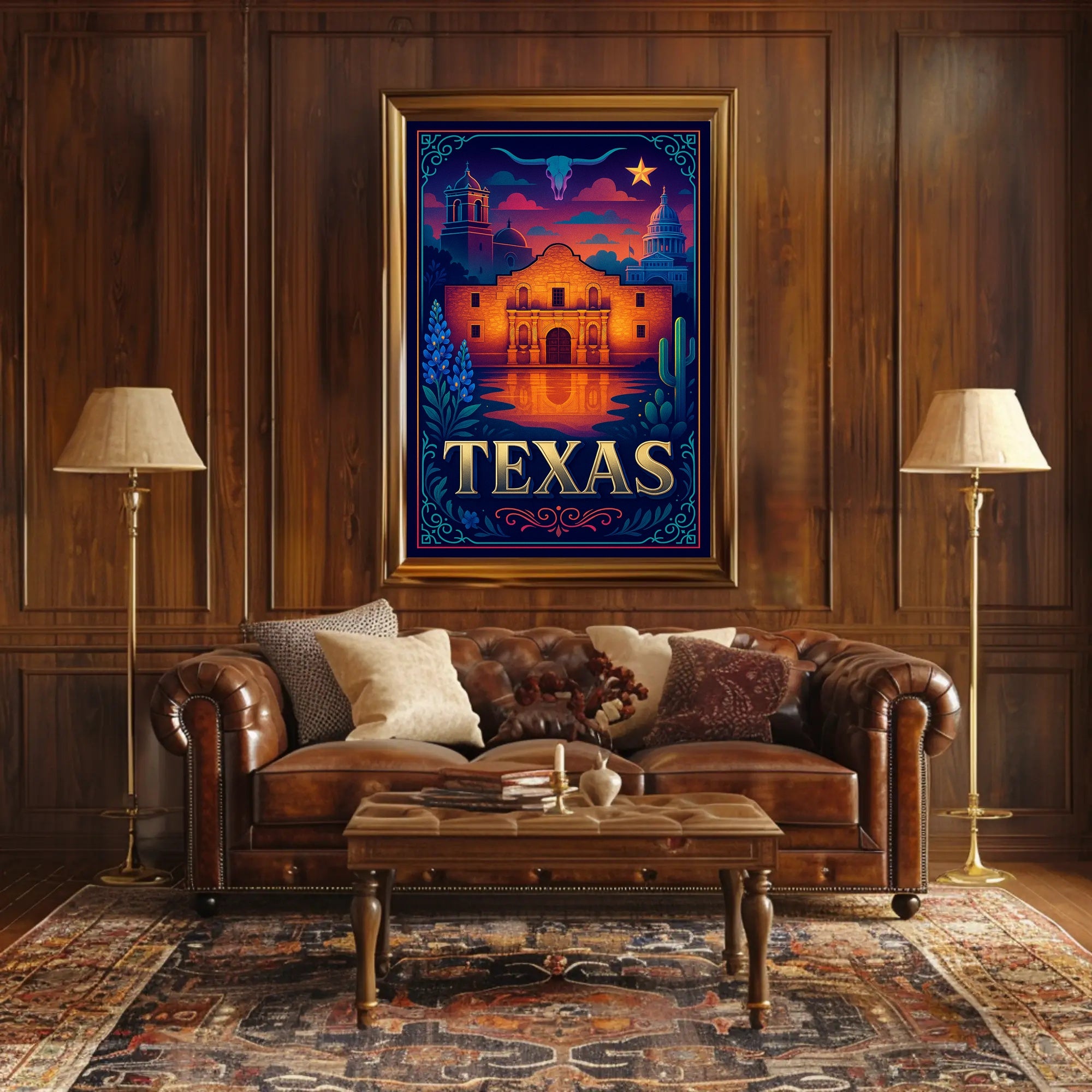 Texas Heritage Poster Vintage Travel Wall Art