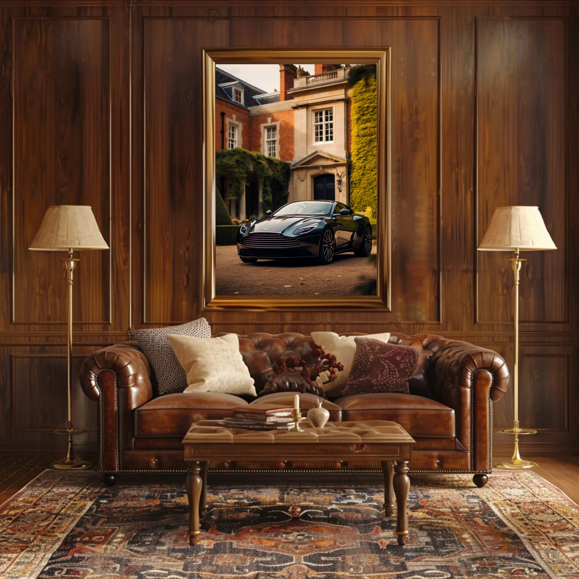 Luxury Car and Mansion Poster PosterGoat