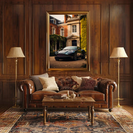 Luxury Car and Mansion Poster PosterGoat