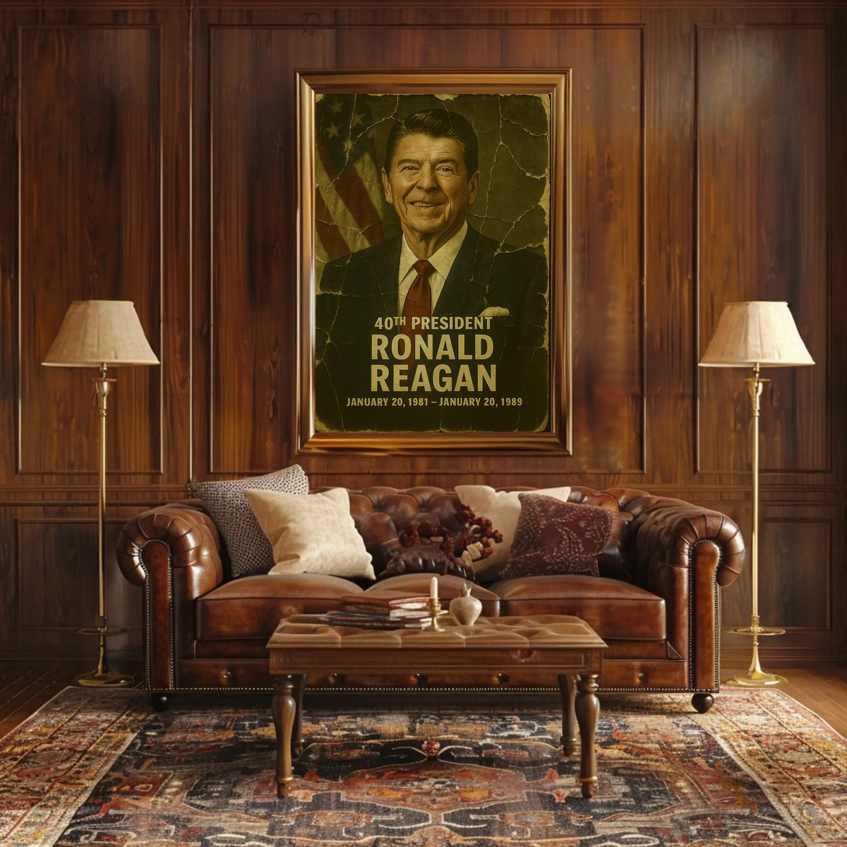 Ronald Reagan 40th President of the United States Damaged Photograph Poster