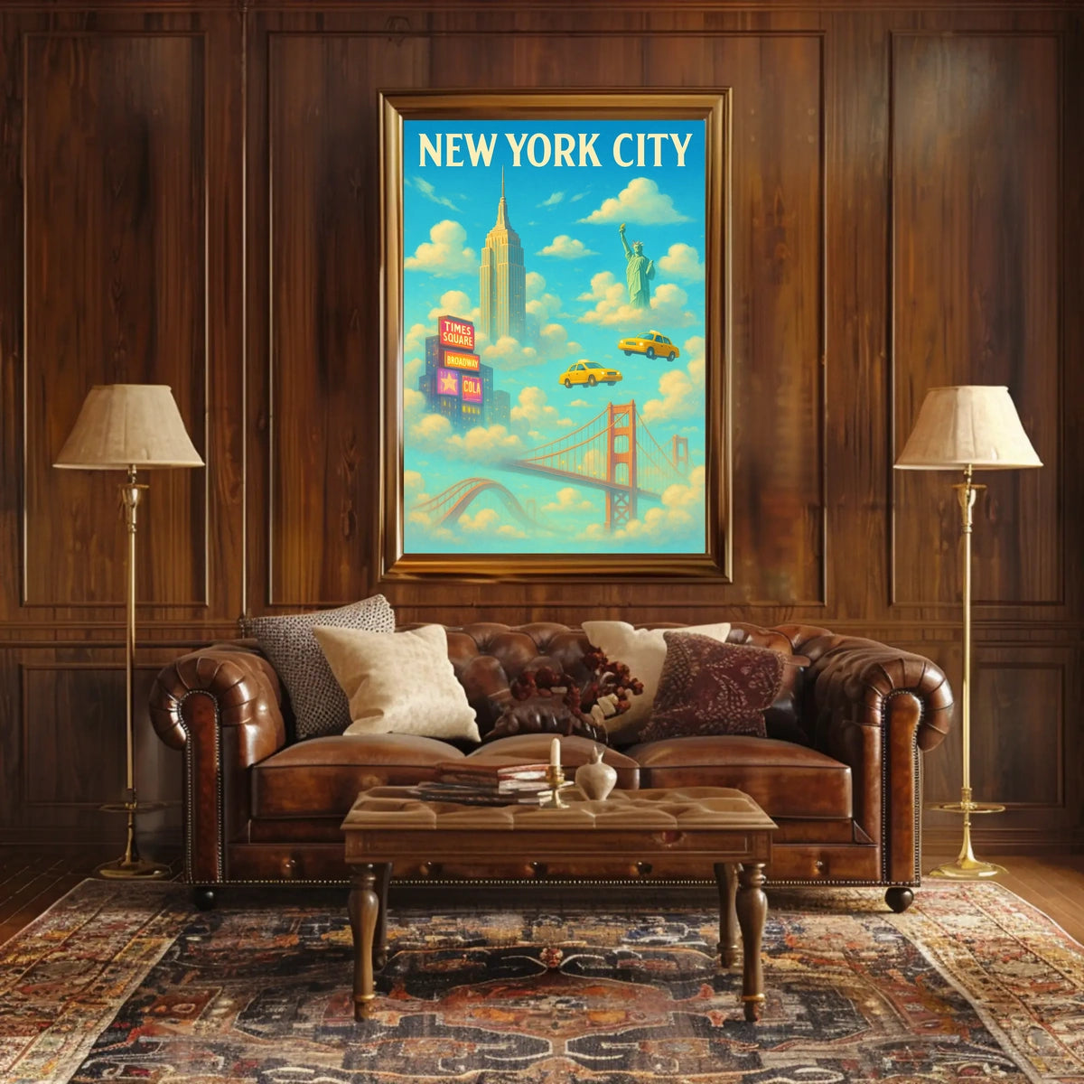 New York City Landmarks Skyline Poster Abstract Wall Art