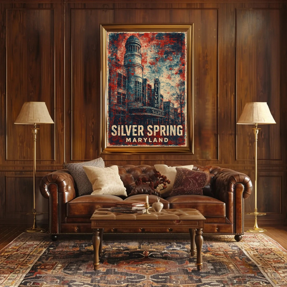 Silver Spring Travel Nostalgia Retro Folk Art Poster