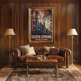 Silver Spring Travel Nostalgia Retro Folk Art Poster