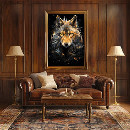 Wolf's Majesty Roars: Stylized Animal Poster