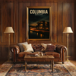 Columbia Maryland Night Cityscape Photography Poster