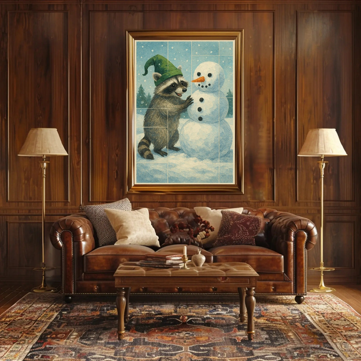 Winter Wonderland With Raccoon Poster