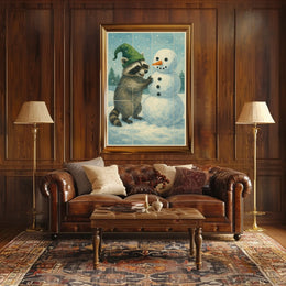 Winter Wonderland With Raccoon Poster