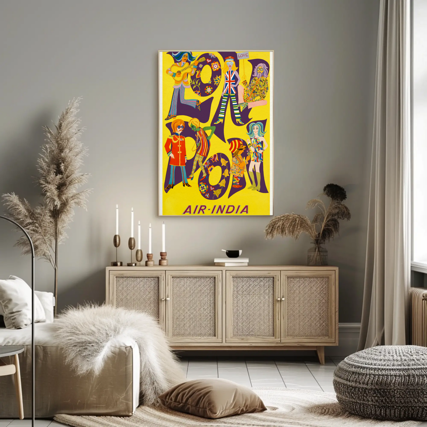 Air India London Groovy Mod Sixties Style Vintage Travel Poster