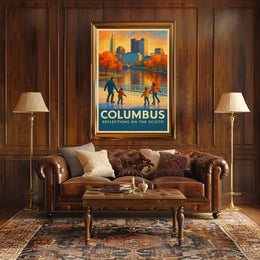 Columbus Reflections On The Scioto Poster