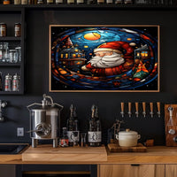 Festive Stained Glass Santa Poster