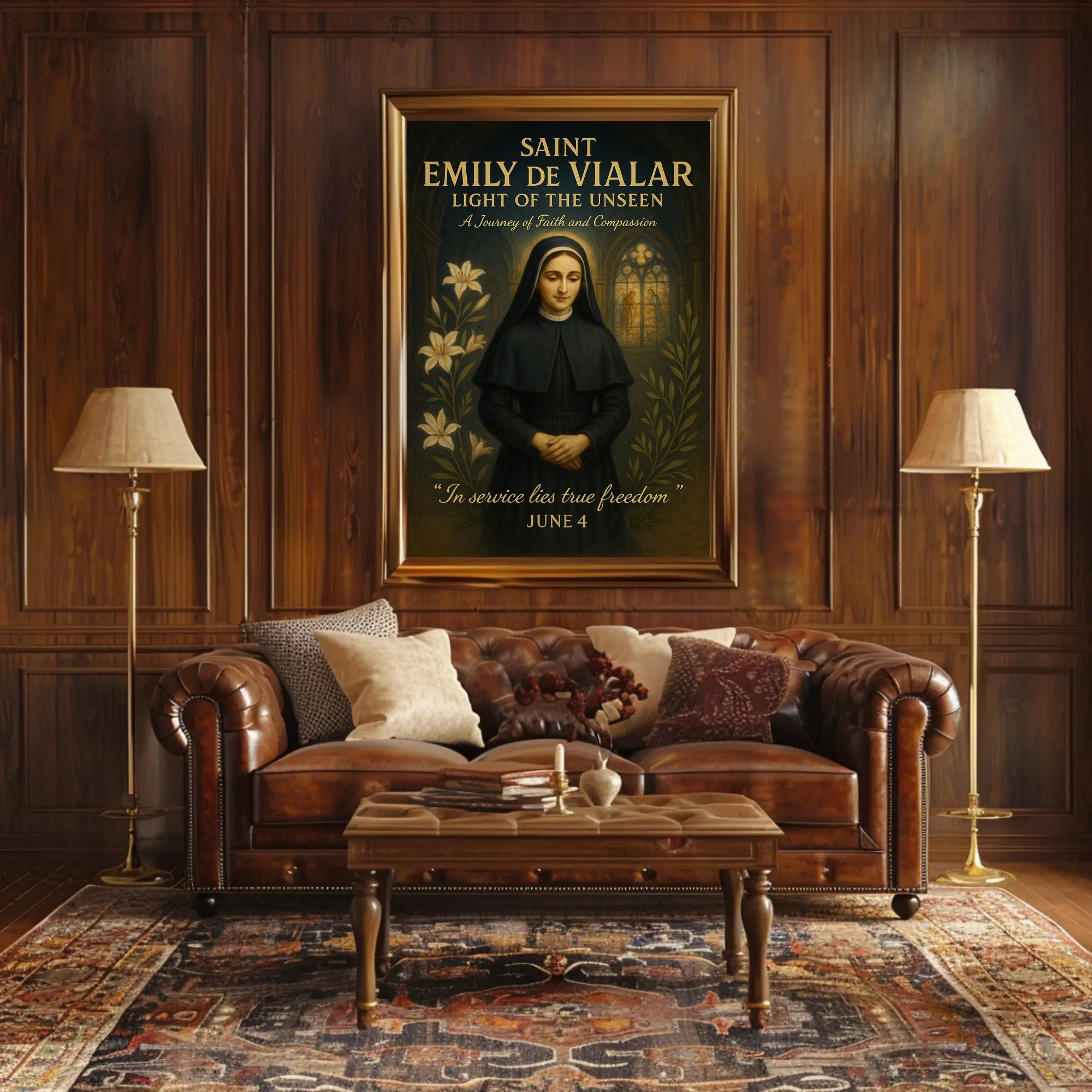 Saint Emily de Vialar Vintage Religious Artwork Poster