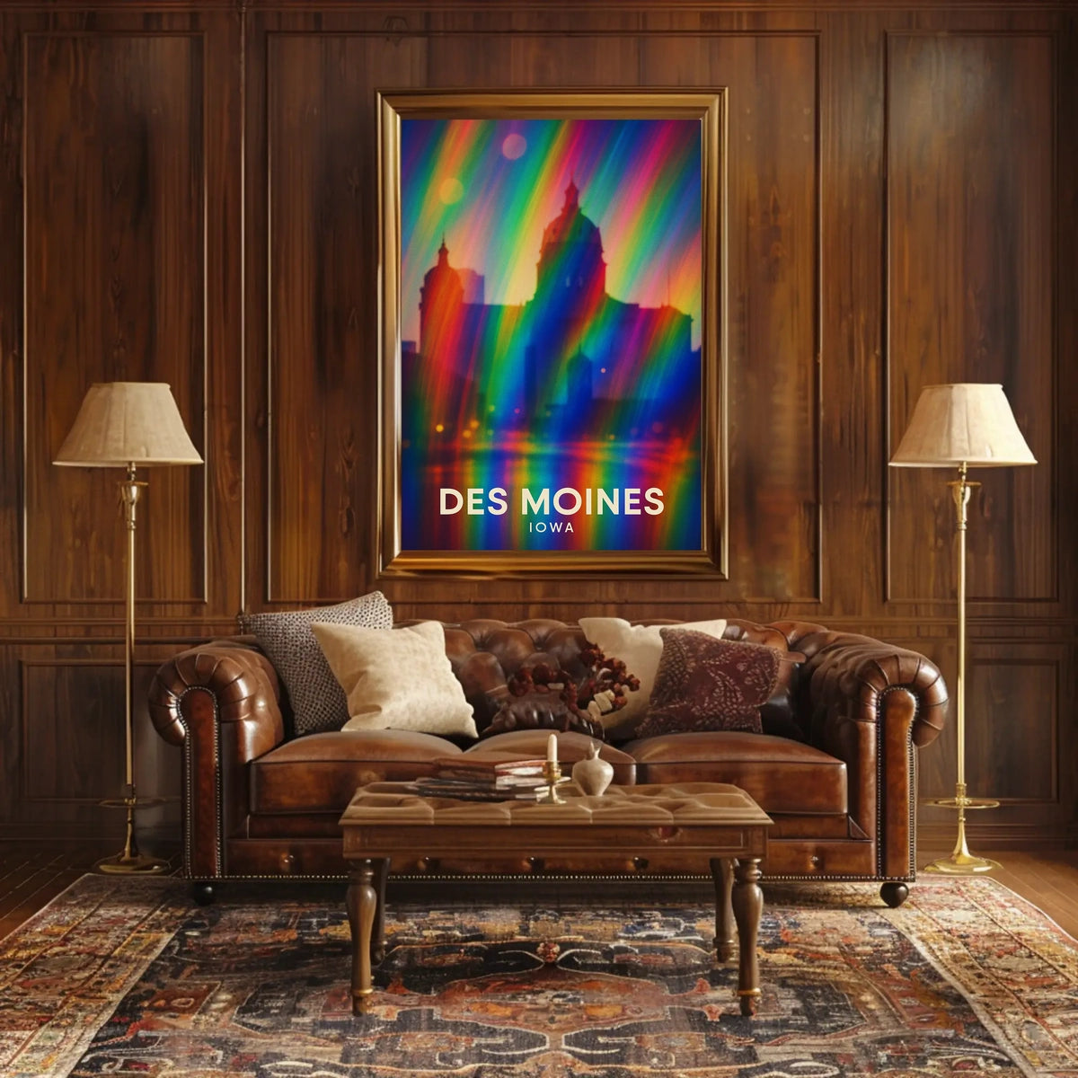 Des Moines Cityscape Digital Painting Vibrant Poster