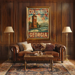 Columbus Georgia Minimalist Cityscape Home Decor Poster
