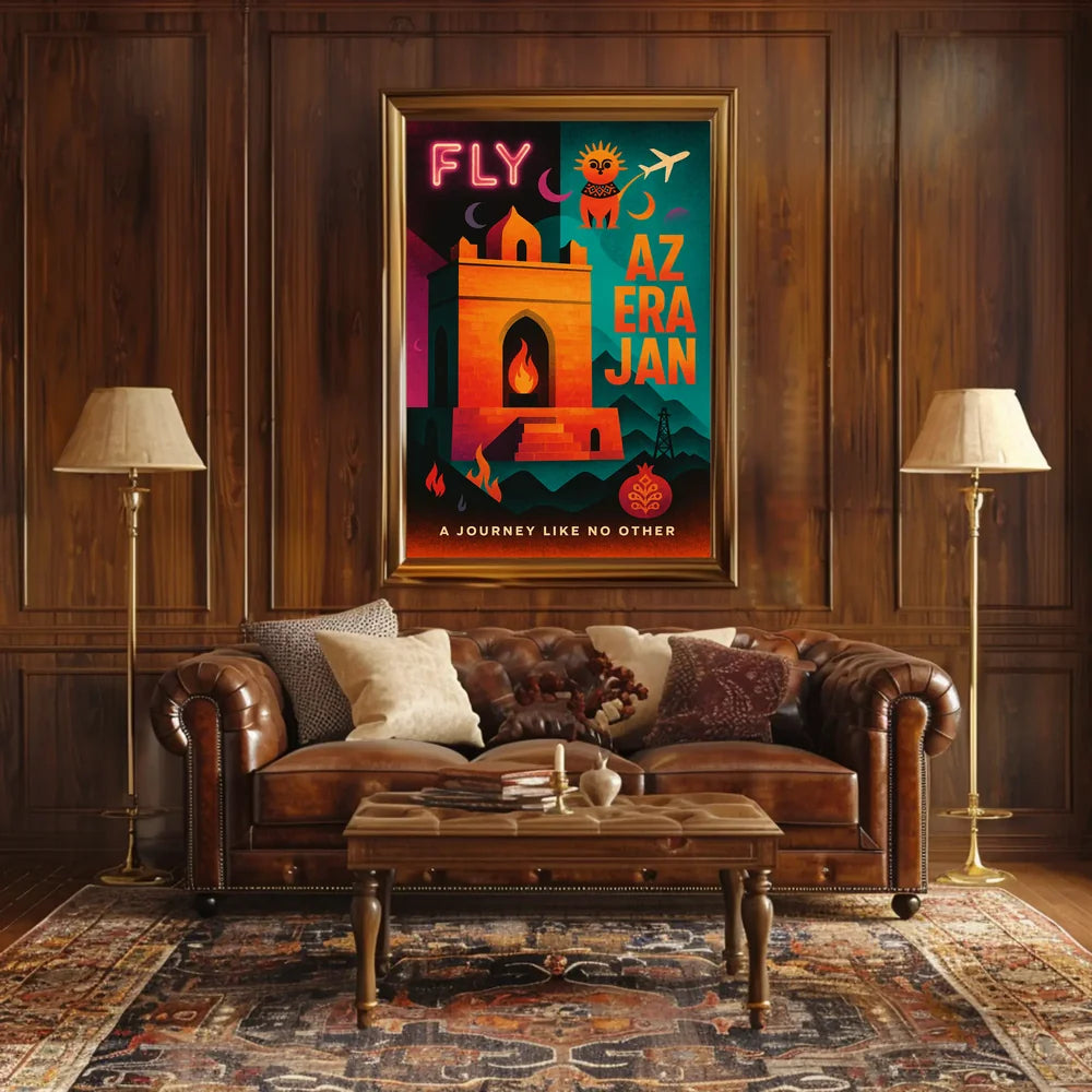 Azerbaijan Adventure Awaits Vibrant Travel Poster PosterGoat